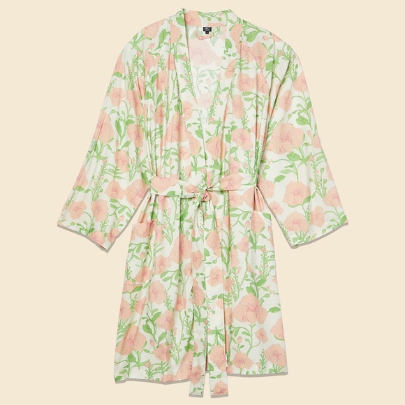chill by cravings chrissy teigan pink floral robe fur lined bloom - Picture 3 of 10